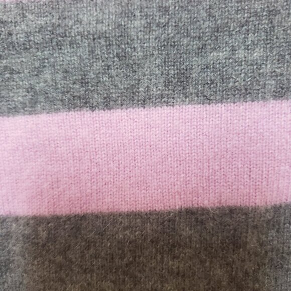 maria di ripabianca 100% cashmere pink grey stripe cardigan preppy Med Italy - Picture 5 of 5
